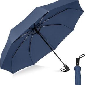 Portable Auto Travel Umbrella - Windproof for Rain, Strong for Wind, Auto Open/Close Button, Perfect Car Umbrella for Men & Women