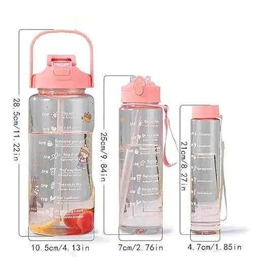 3 in 1 Transparent Water Bottle 2000ML, 900ML, 300ML