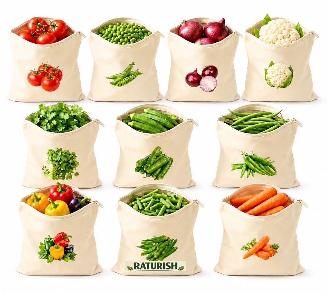Vegetable Bags for Fridge 100% Cotton