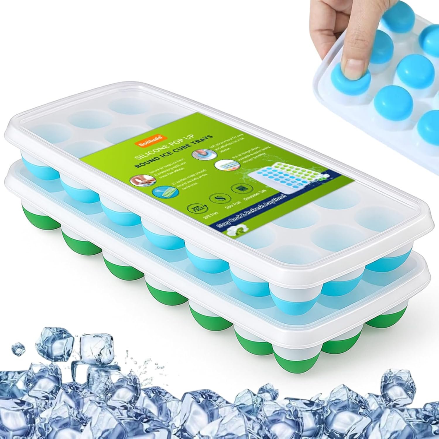 Silicone Round Pop Up Ice Cube Mold Trays